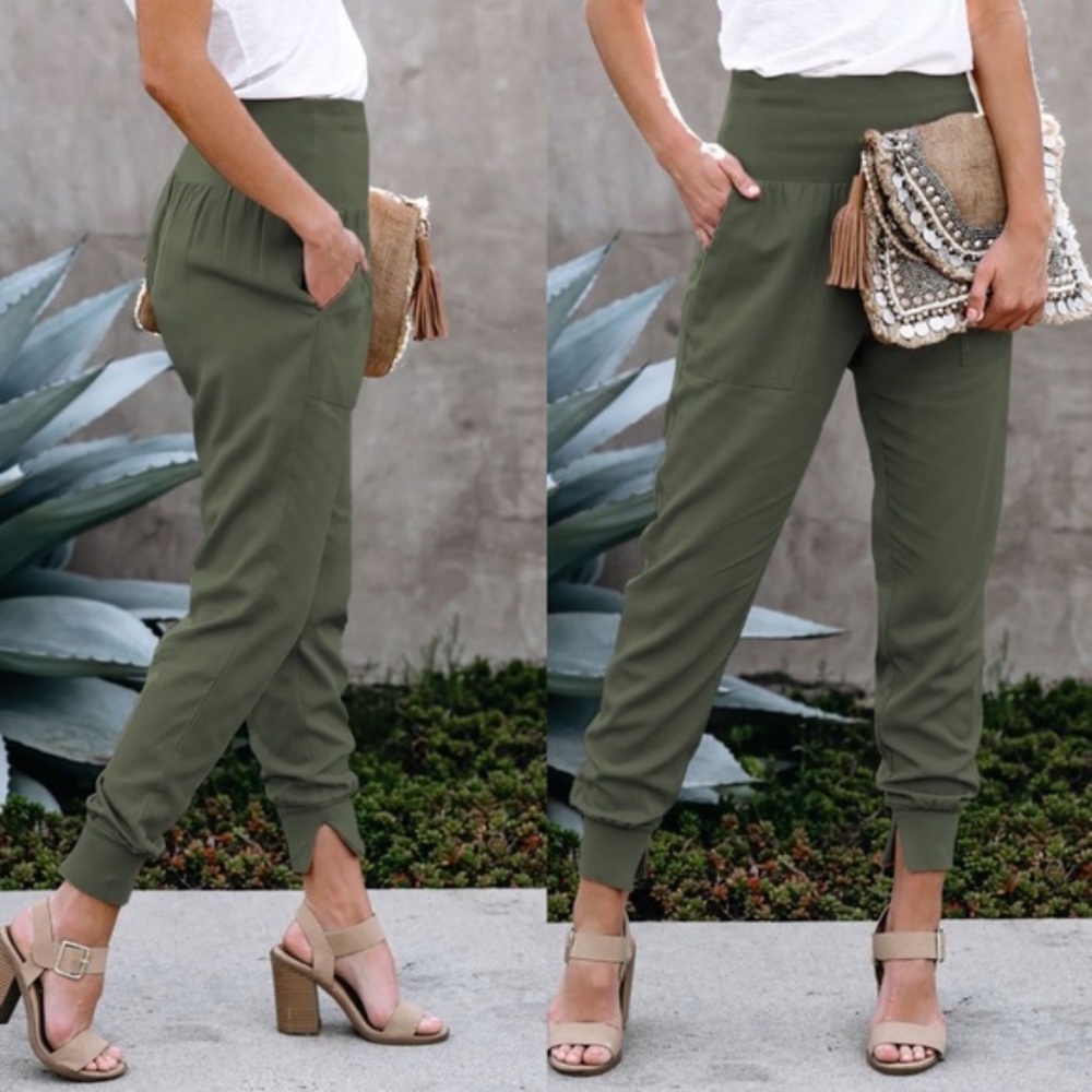 037 Ruched pocket Harem Style Pants Lounge Joggers - Picture 5 of 7
